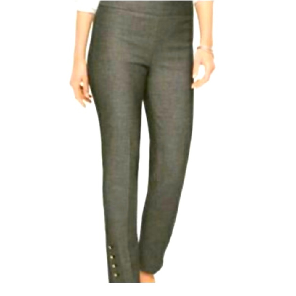 Talbots Chatham ankle pant, charcoal heather with gold tone ankle buttons Size 8